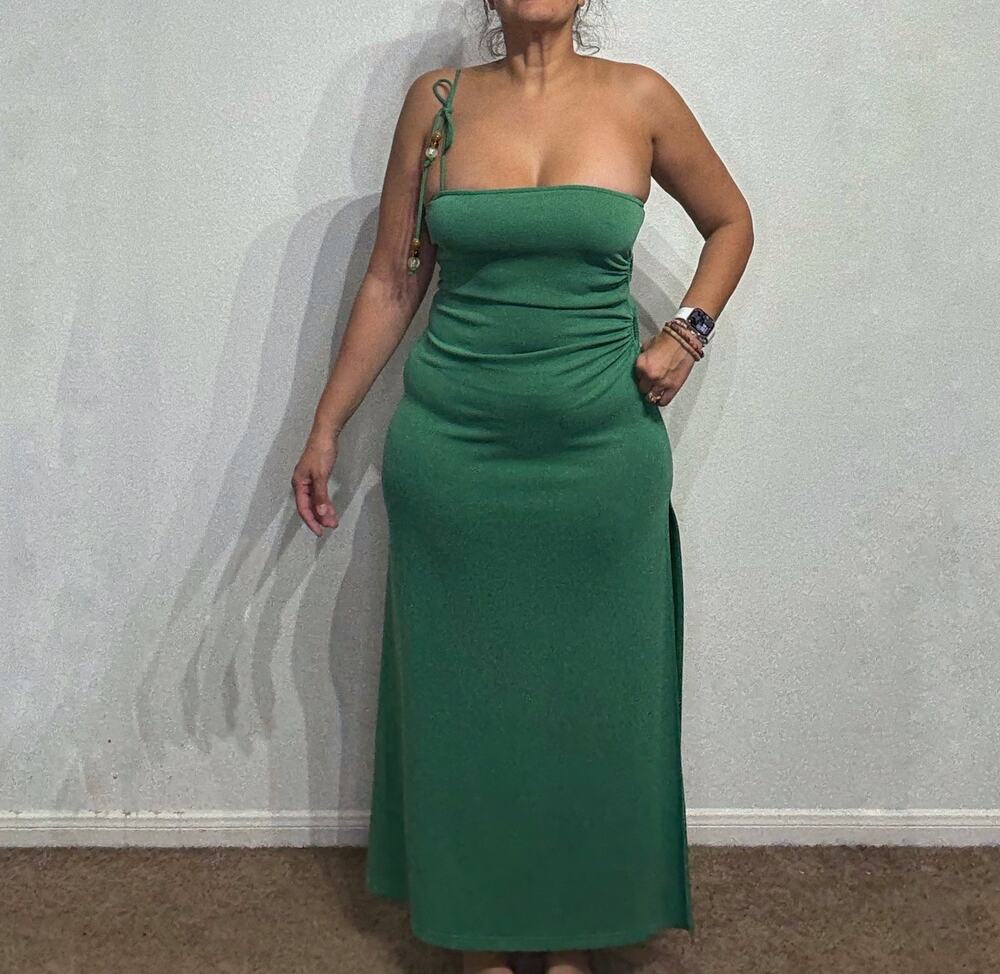 The Wolf Gang Green Strapless Bodycon Maxi Dress Sz M